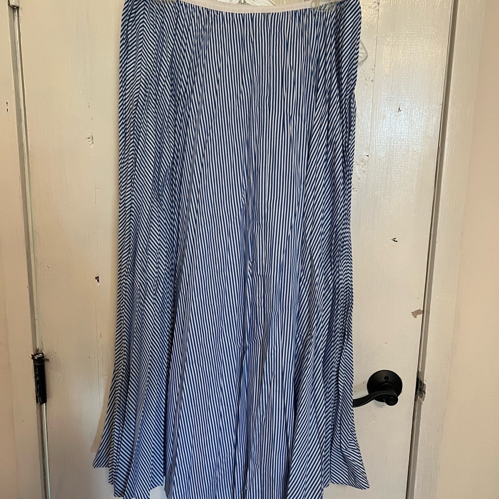 J. Crew Blue and White Striped A-Line Skirt